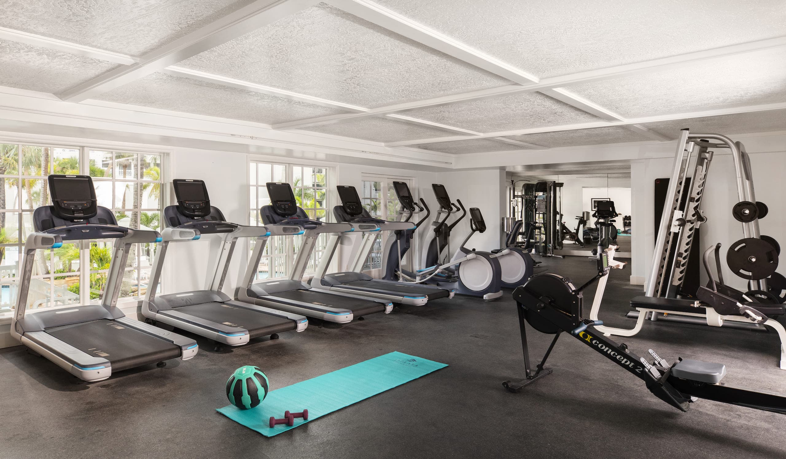 The fitness room with plenty of equipment