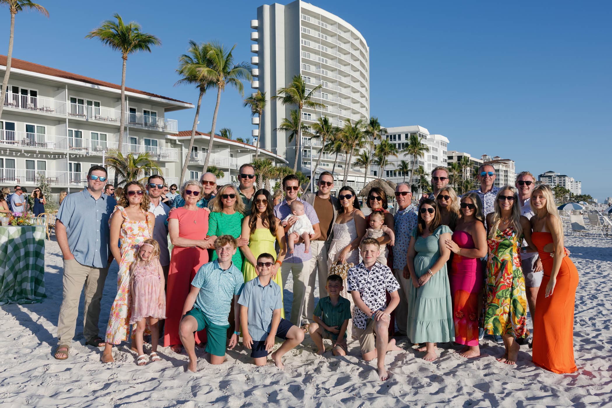 A large gathering of people on the beach