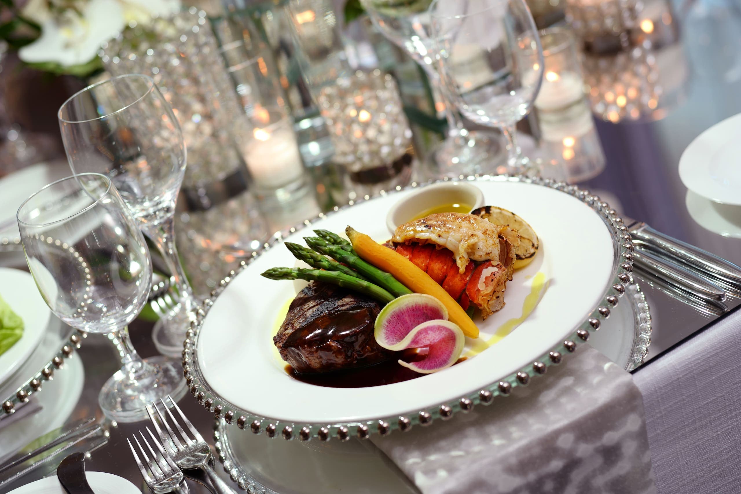 A surf and turf dish at a LaPlaya celebration