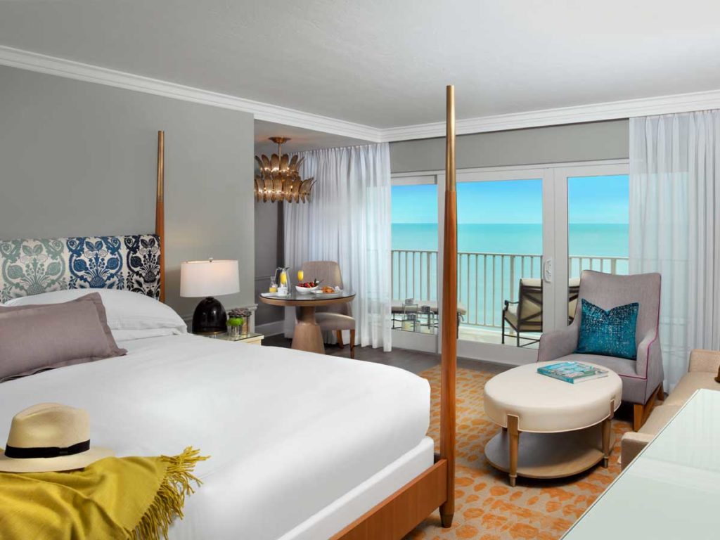 King room with beach facing terrace in Naples, FL