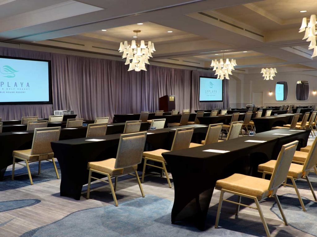 Meeting room with conference presentation setup in Naples, FL