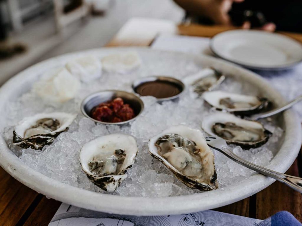Oysters on the half shell in Naples, Florida