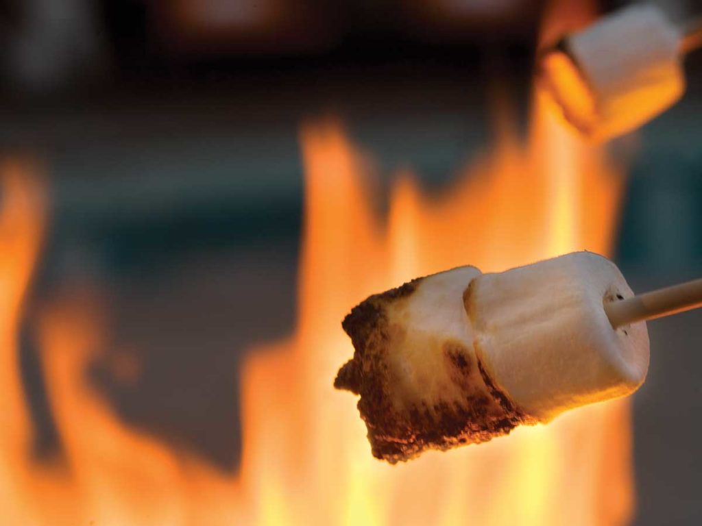 Roasting marshmallows in Naples Florida on bonfire