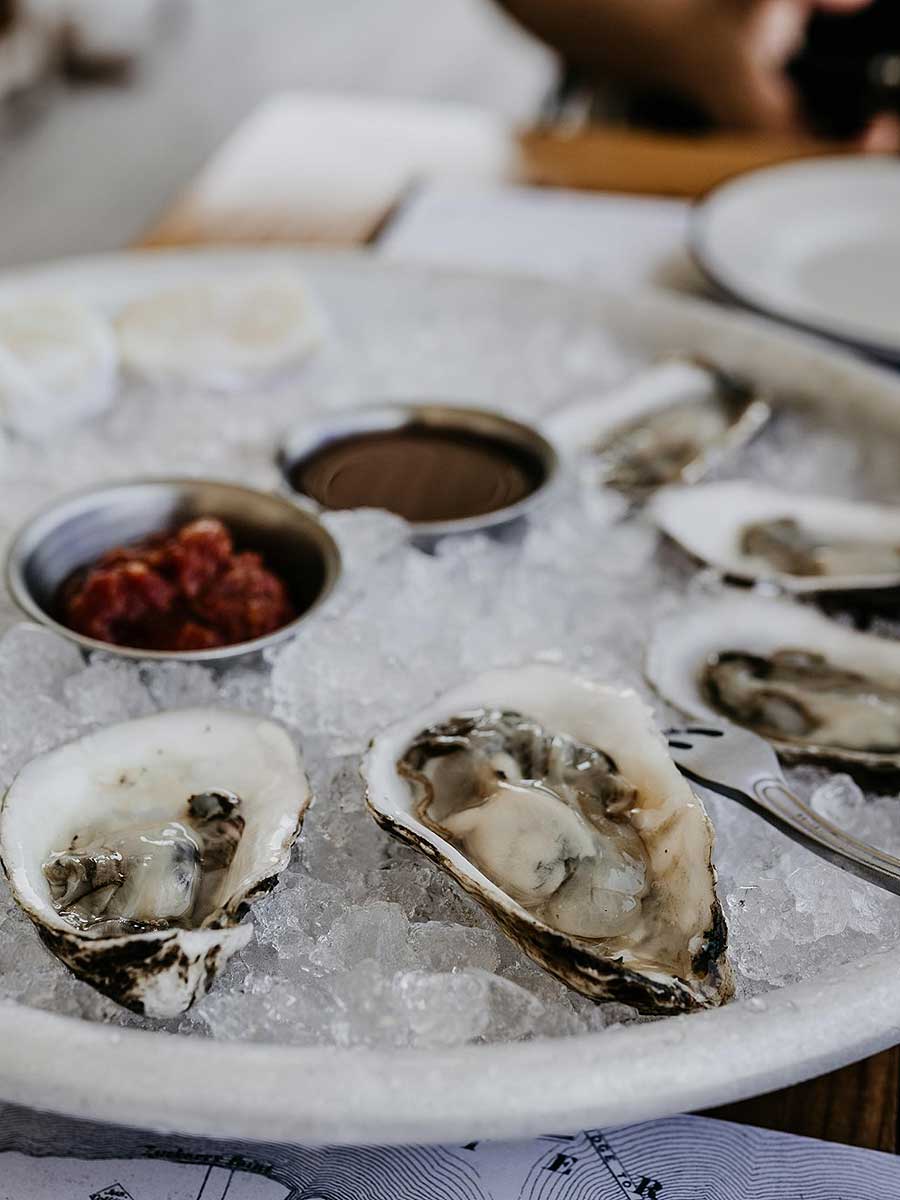Oysters on the half shell in Naples, Florida