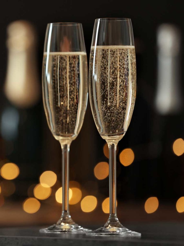 Champagne And Holiday Lights.