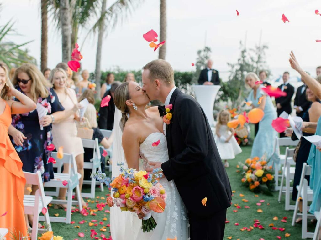 Bride And Groom Kissing