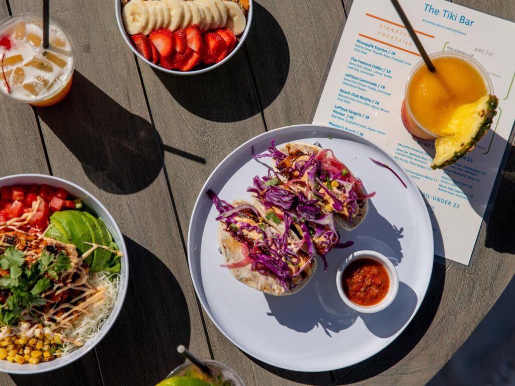 Food And Drinks On A Table Outside