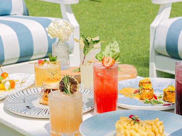 Appetizers And Drinks Outside On The Lawn